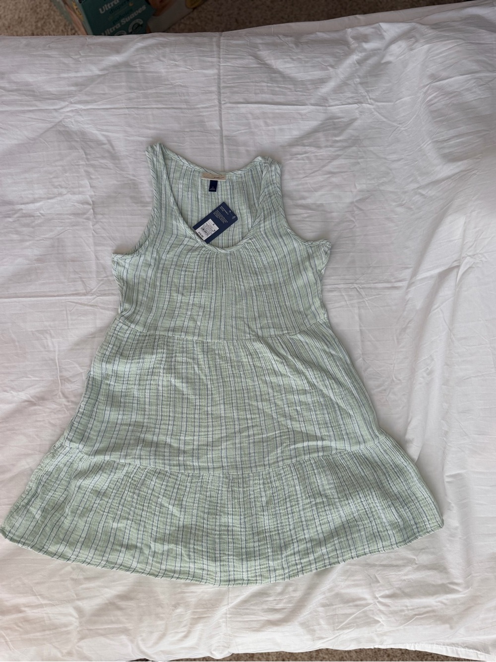 Universal Thread Light Green/Blue/White Striped Tank Dress